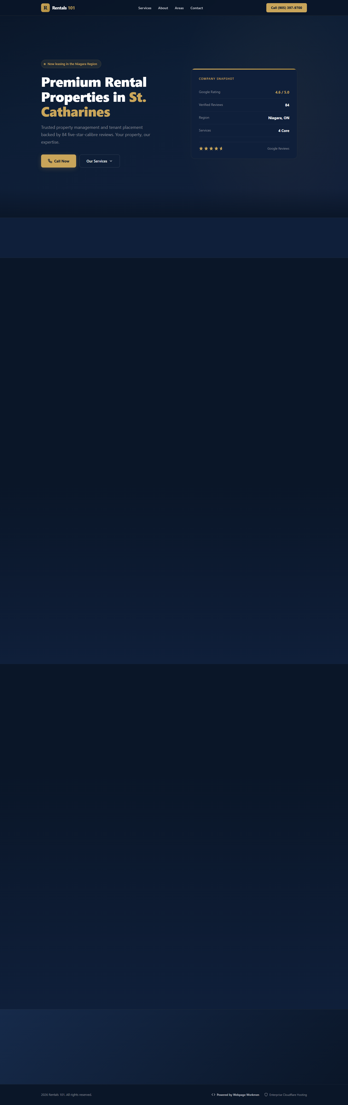 Rentals 101 — new website desktop view