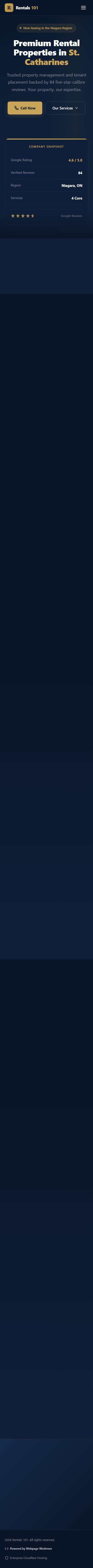 Rentals 101 — new website mobile view